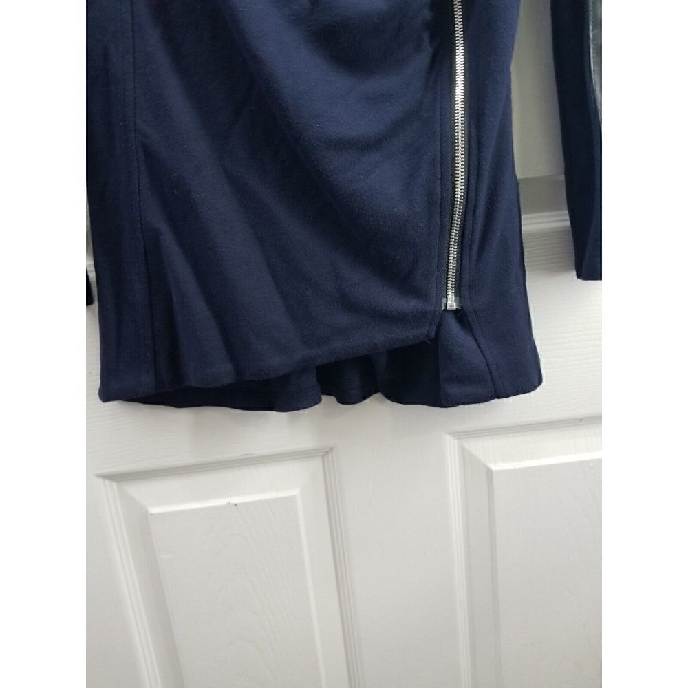 Fifteen Twenty Navy Side Zip Sweater Jacket Lambs Leather Arm Size Small - Picture 6 of 8